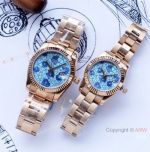 NEW! Replica Rolex Datejust Watch Rose Gold Blue Floral Dial 36mm